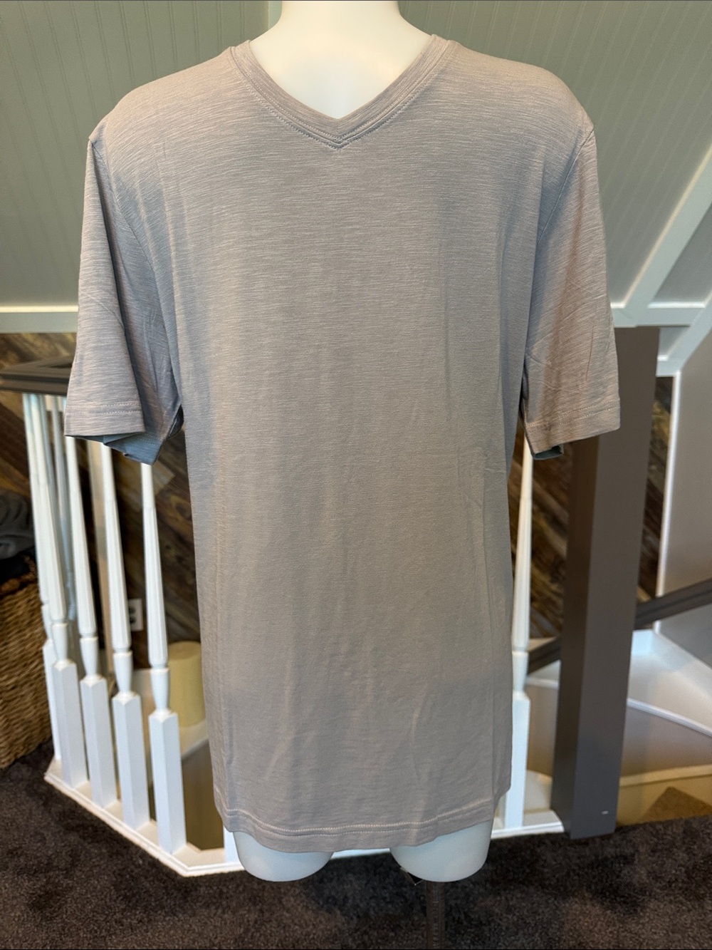 Travis Mathew Men's V-Neck Short Sleeve Tee in Light Gray